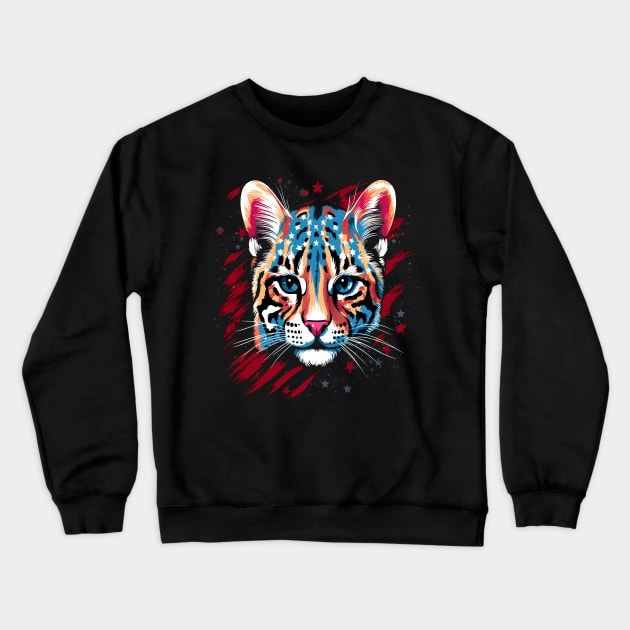 Patriotic Ocelot Crewneck Sweatshirt by JH Mart